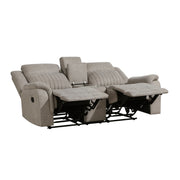 Home Elegance Dean Beige Double Reclining Love Seat with Console