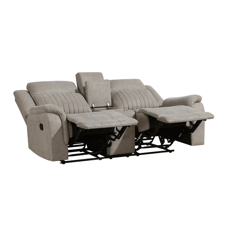 Home Elegance Dean Beige Double Reclining Love Seat with Console