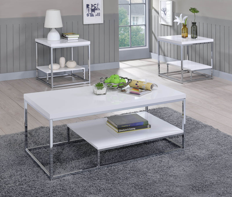 Steve Silver Lucia White 3pc Coffee Table Set