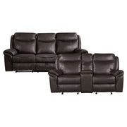 Home Elegance Aram Brown Faux Leather 2pc Living Room Set