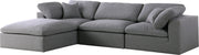 Meridian Furniture Serene Navy Fabric Modular 4pc Sectional with Ottoman