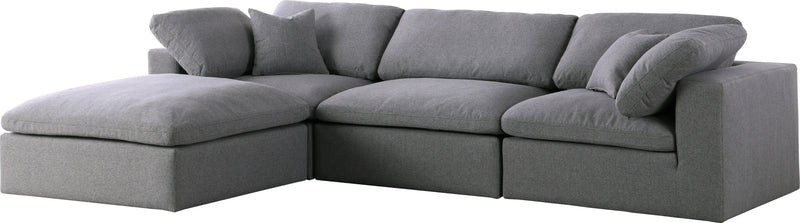 Meridian Furniture Serene Navy Fabric Modular 4pc Sectional with Ottoman