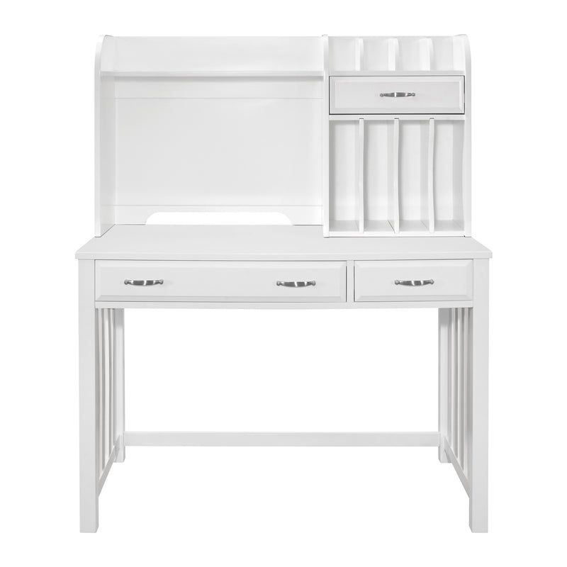 Home Elegance Blanche White Desk with Hutch