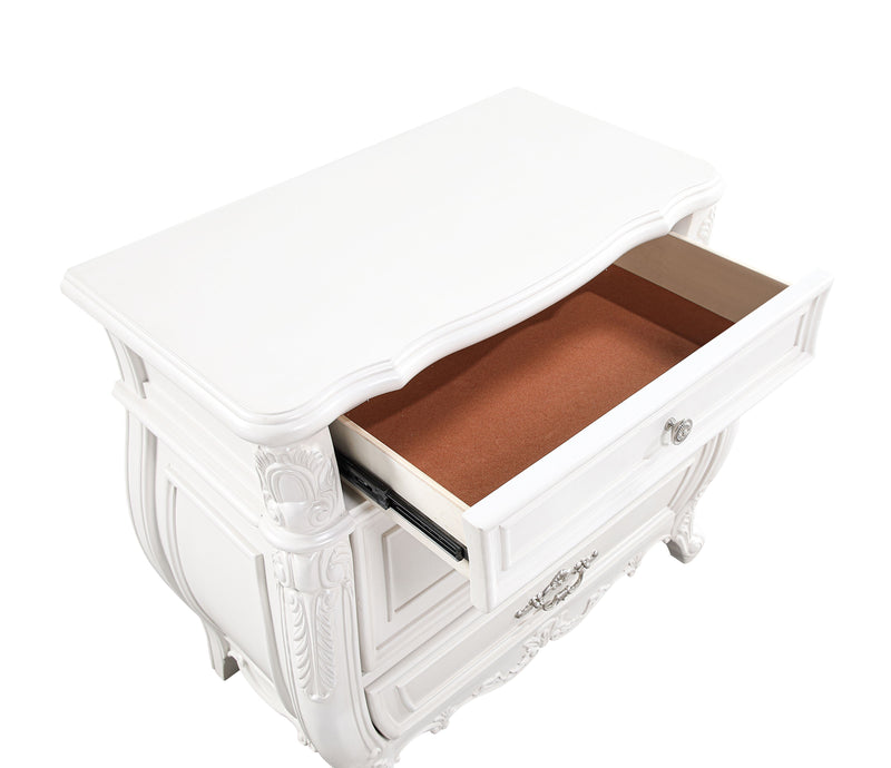 Galaxy Home Opulence White 3 Drawer Nightstand