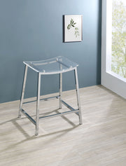 2 Coaster Furniture Jovani Clear Chrome Counter Height Bar Stools