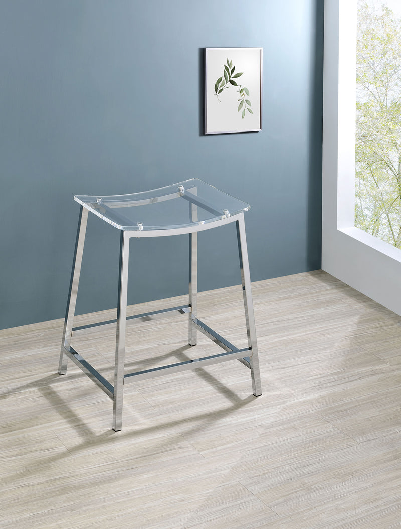 2 Coaster Furniture Jovani Clear Chrome Counter Height Bar Stools