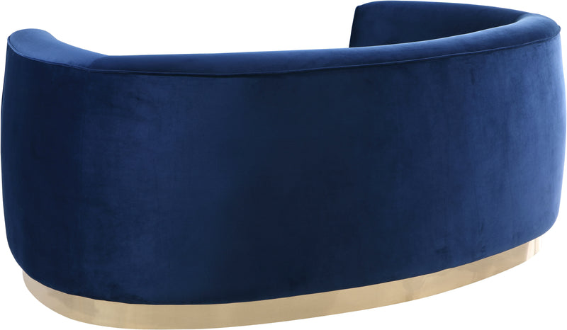 Meridian Furniture Julian Navy Velvet Gold Loveseat