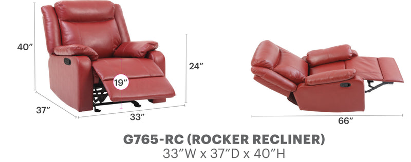 Glory Furniture Ward Black Faux Leather Rocker Recliner