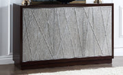 Acme Furniture Geranio Metallic Silver and Walnut Console Cabinet