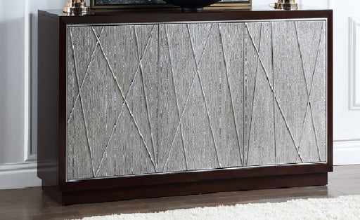Acme Furniture Geranio Metallic Silver and Walnut Console Cabinet