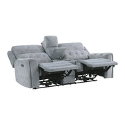 Home Elegance Celeste Beige Power Double Reclining Love Seat with Console