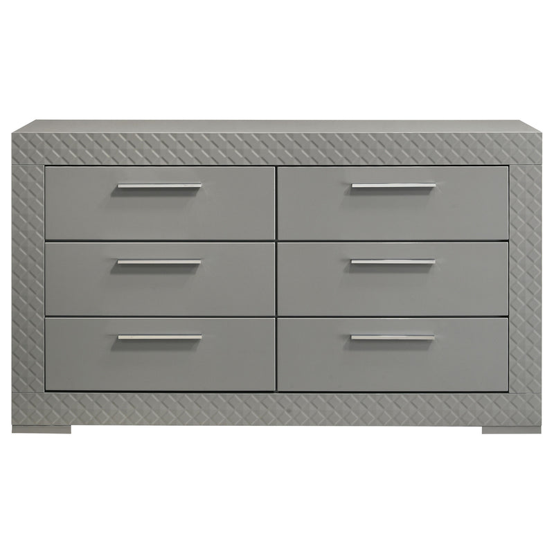 Coaster Furniture Ives Grey High Gloss 6 Drawer Dresser