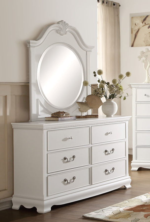 Home Elegance Lucida White Dresser and Mirror