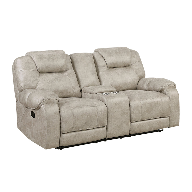 Home Elegance Gainesville Brown Double Reclining Love Seat with Console