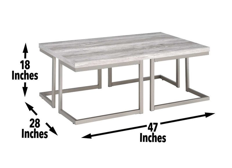 Steve Silver David White Grey 3pc Coffee Table Set