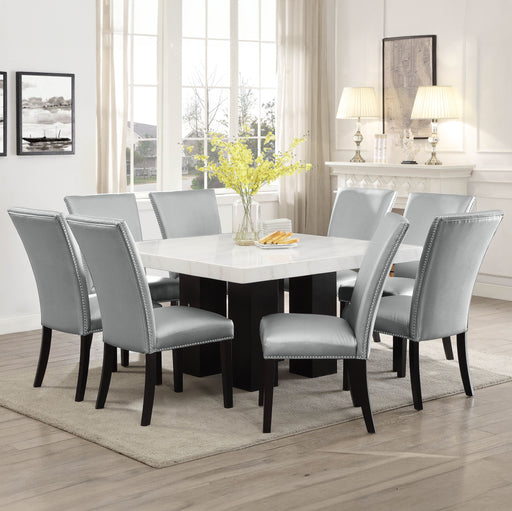 Steve Silver Camila White Silver 9pc Square Dining Set