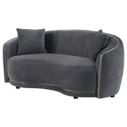Coaster Furniture Brookside Dark Grey Velvet Curved Loveseat