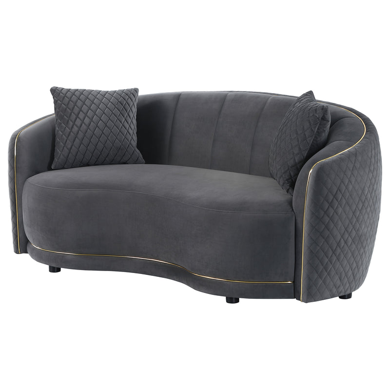 Coaster Furniture Brookside Dark Grey Velvet Curved Loveseat