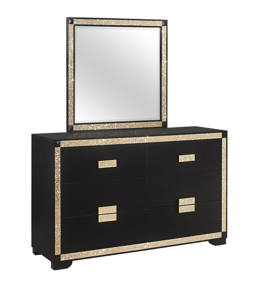 Global Furniture Blake Black Gold Dresser And Mirror
