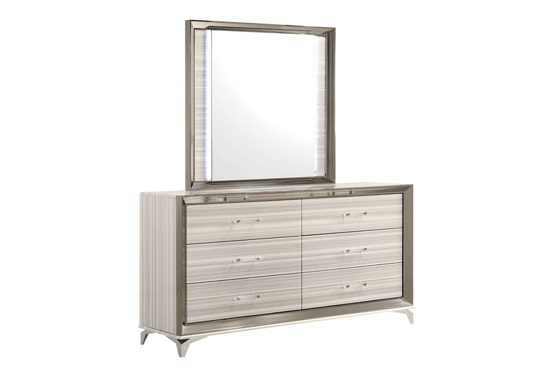 Global Furniture Zambrano White Mirror with LED