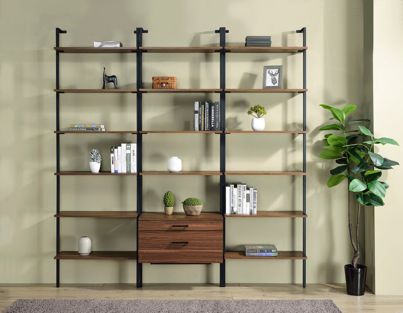 Coaster Furniture Owens Walnut Brown 3pc Wall Mounted Bookshelf Set