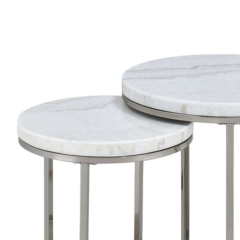 Acme Furniture Zaidee Natural Nickel Nesting Table Set