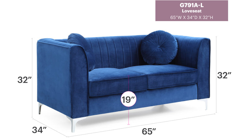 Glory Furniture Delray Gray Velvet Microsuede Loveseat