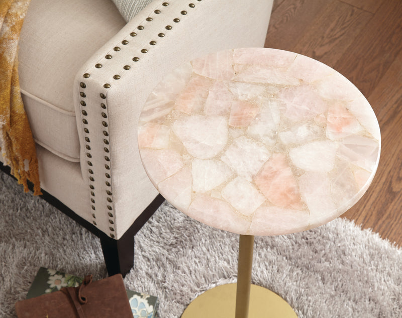 Steve Silver Rosie White Rose Quartz Top Chairside Table
