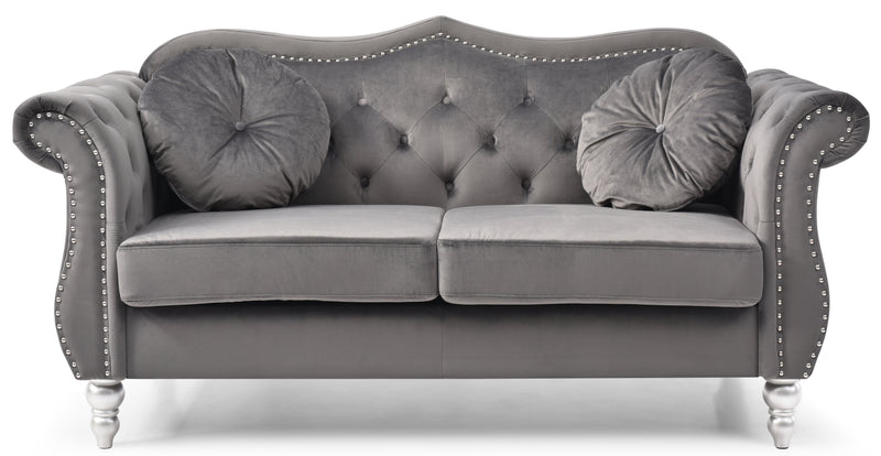 Glory Furniture Hollywood Ivory Velvet Fabric Loveseat