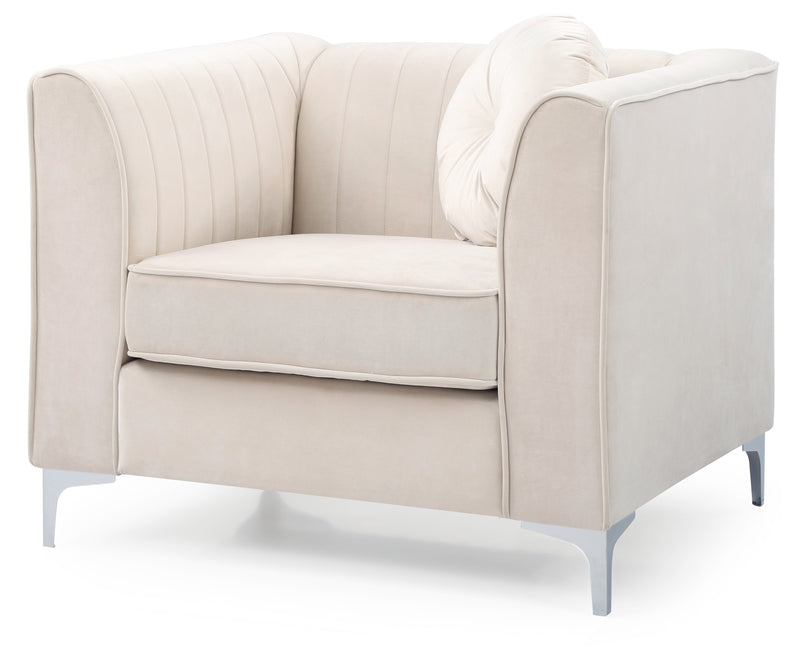 Glory Furniture Delray Ivory Velvet Microsuede Chair