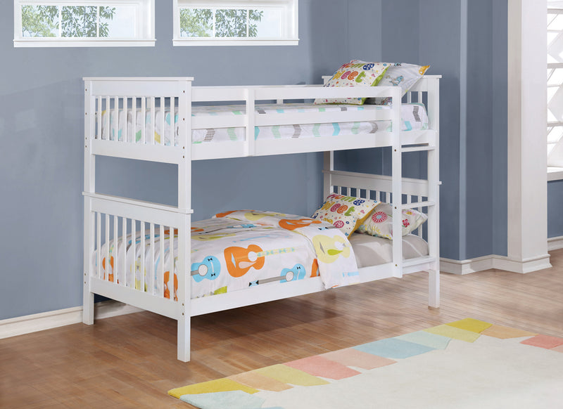 Coaster Furniture Chapman White Twin Over Twin Bunk Bed with Trundle