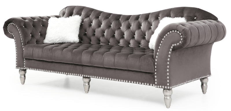 Glory Furniture Wilshire Dark Gray Velvet Sofa