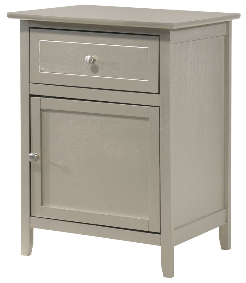 Glory Furniture Izzy Silver Champagne 1 Drawer 1 Door Nightstand