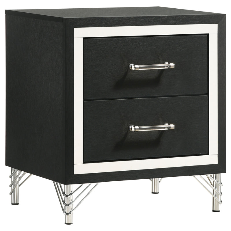 Coaster Furniture Lucia Black 2 Drawer Nightstand