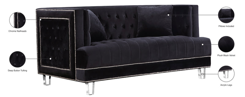 Meridian Furniture Lucas Black Velvet Loveseat