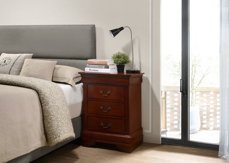 Glory Furniture Louis Phillipe Black 3 Drawers Nightstand