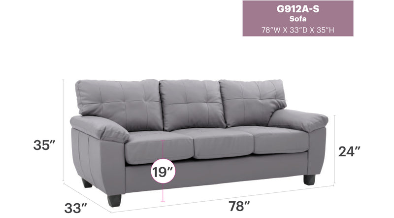 Glory Furniture Gallant Gray Faux Leather Sofa
