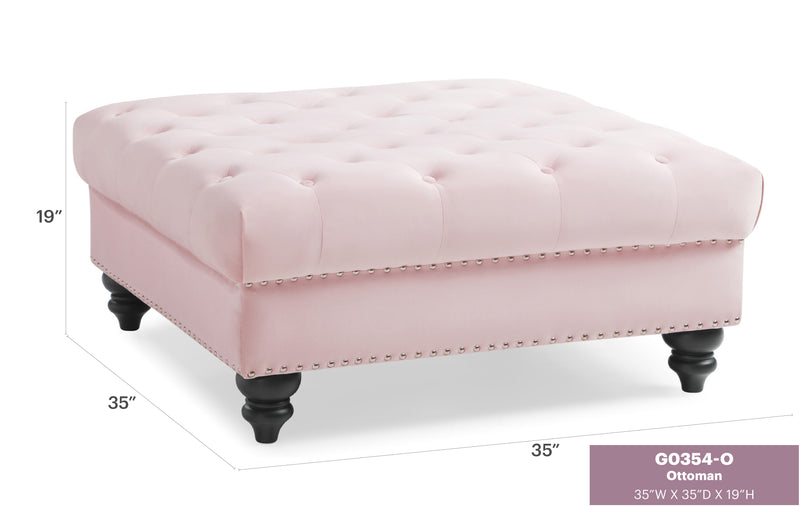 Glory Furniture Nola Pink Velvet Ottoman