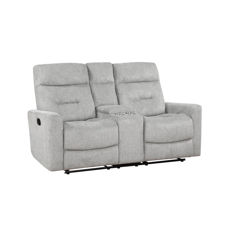 Home Elegance Lyndon Gray Double Reclining Love Seat with Console