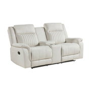 Home Elegance Dean Beige Double Reclining Love Seat with Console