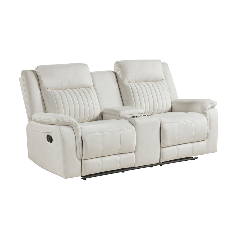 Home Elegance Dean Beige Double Reclining Love Seat with Console
