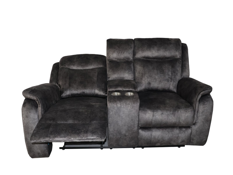 New Classic Furniture Park City Slate Gray Power Console Loveseat
