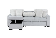 Global Furniture U0204 Light Grey White Reversible Pull Out Sofa Bed