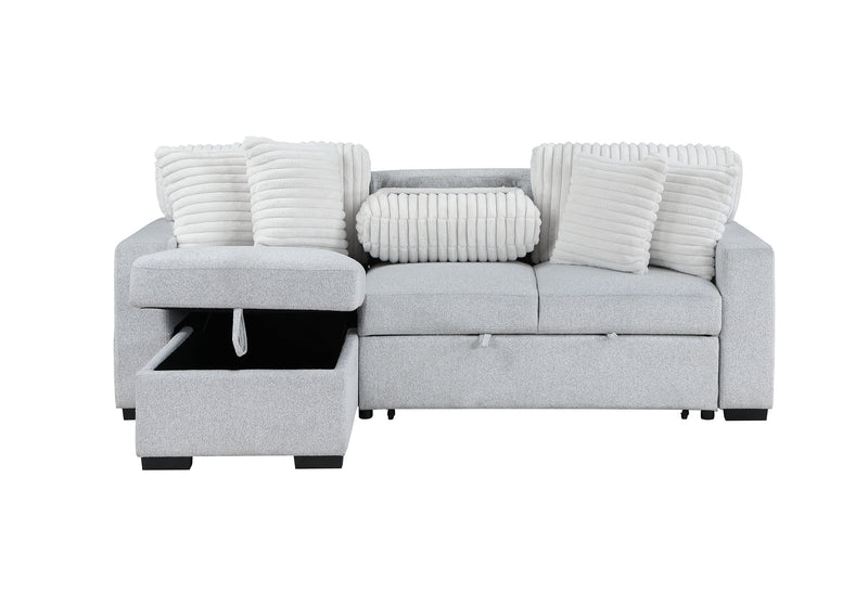 Global Furniture U0204 Light Grey White Reversible Pull Out Sofa Bed