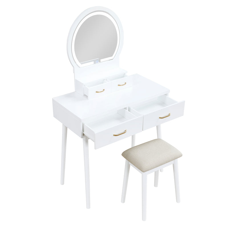 Home Elegance Camilla Gray Vanity Dresser with Mirror and Stool