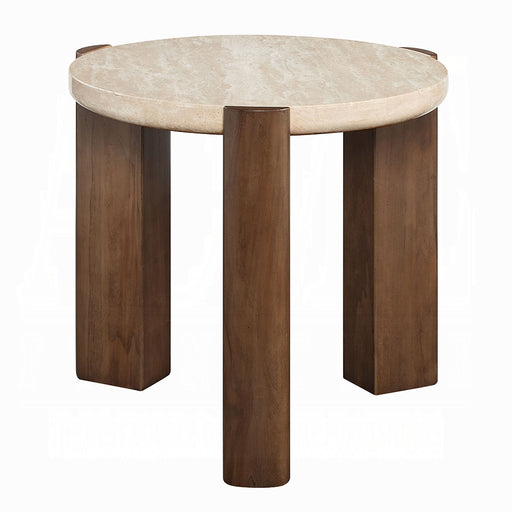 Acme Furniture Leonardo Travertine Dark Oak End Table
