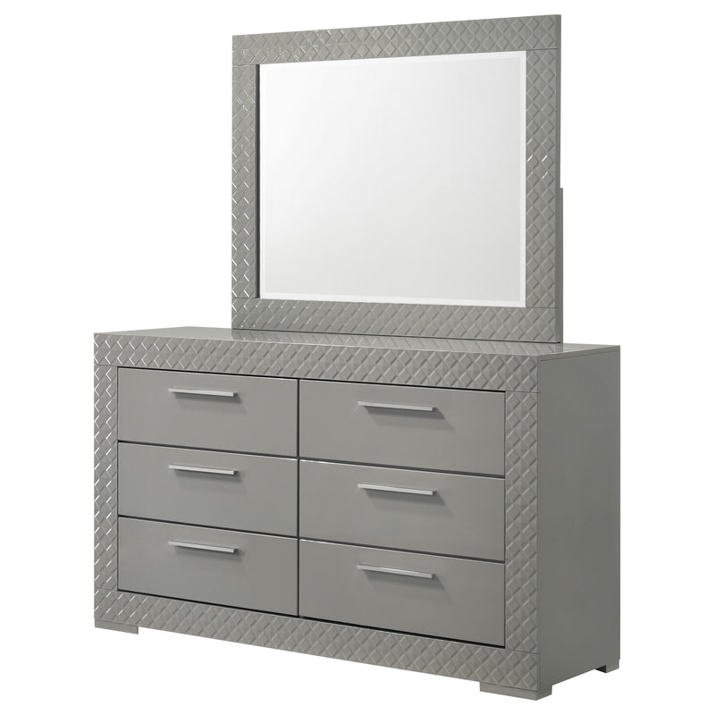 Coaster Furniture Ives White High Gloss Dresser and Mirror