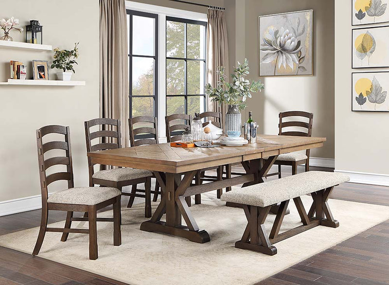 Acme Furniture Pascaline Rustic Brown Oak Gray 8pc Dining Room Set