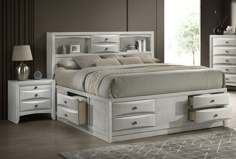 Crown Mark Emily White Queen Drawer Bed