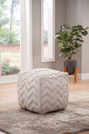 Steve Silver Kenzari Neutral Square Zigzag Handwoven Pouf
